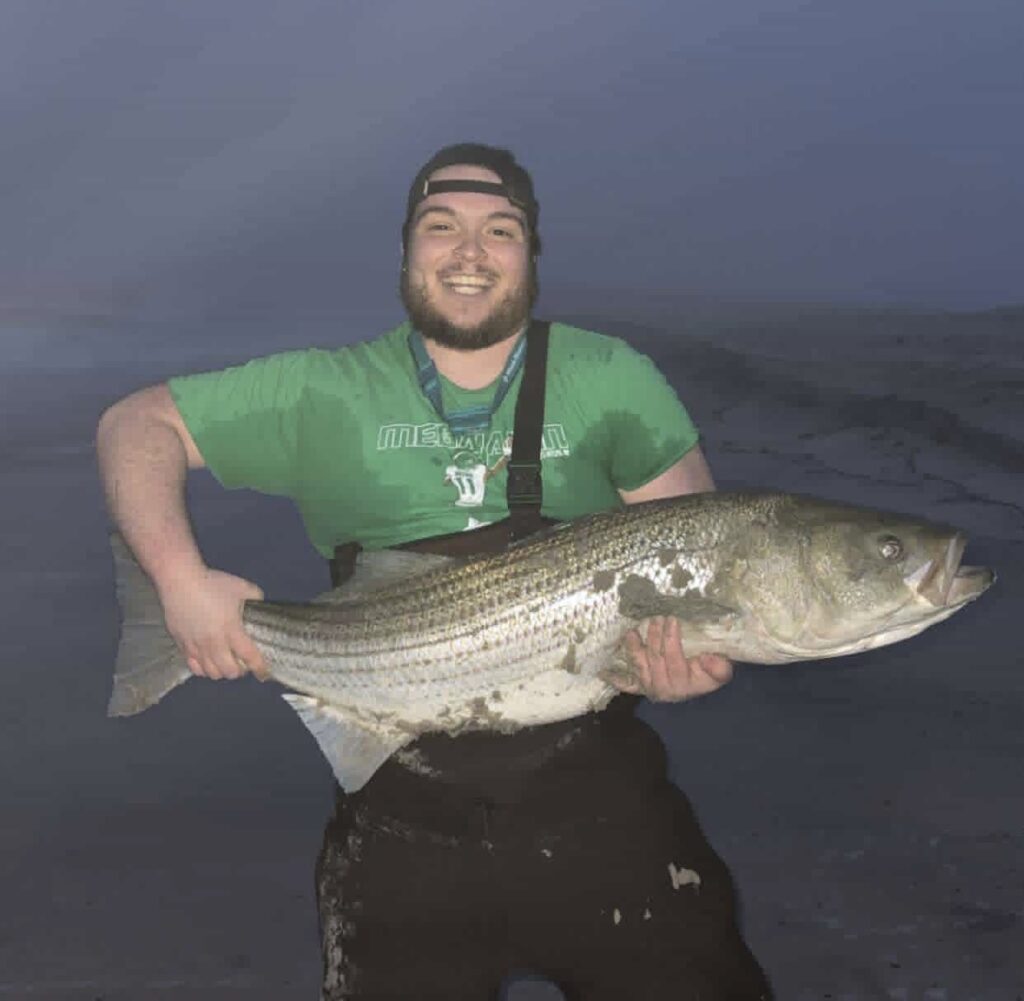 Andrew Losinno got a 47" striped bass off the LBI surf.