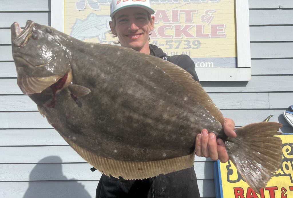 Some large fluke were shared in recent reports, but nothing close to this monster caught by Simon Barlett! He scored a 29" 8.12# fluke off the LBI surf this past weekend. It fell for a 5" white Gulp Jerk Shad fished on his teaser hook.
